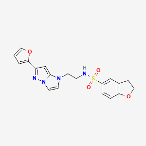 molecular formula C19H18N4O4S B3010649 N-(2-(6-(呋喃-2-基)-1H-咪唑并[1,2-b]吡唑-1-基)乙基)-2,3-二氢苯并呋喃-5-磺酰胺 CAS No. 1795300-53-6