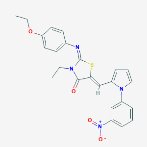 molecular formula C24H22N4O4S B301065 2-[(4-ethoxyphenyl)imino]-3-ethyl-5-[(1-{3-nitrophenyl}-1H-pyrrol-2-yl)methylene]-1,3-thiazolidin-4-one 