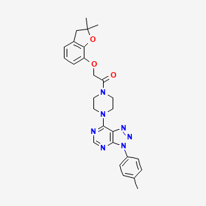 molecular formula C27H29N7O3 B3010651 2-((2,2-二甲基-2,3-二氢苯并呋喃-7-基)氧基)-1-(4-(3-(对甲苯基)-3H-[1,2,3]三唑并[4,5-d]嘧啶-7-基)哌嗪-1-基)乙酮 CAS No. 920226-11-5