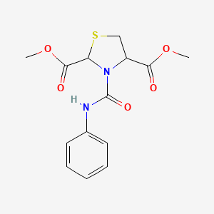molecular formula C14H16N2O5S B3010657 Dimethyl 3-(anilinocarbonyl)-1,3-thiazolane-2,4-dicarboxylate CAS No. 294848-66-1