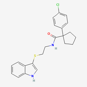 molecular formula C22H23ClN2OS B3010658 1-(4-chlorophenyl)-N-[2-(1H-indol-3-ylsulfanyl)ethyl]cyclopentane-1-carboxamide CAS No. 919711-78-7