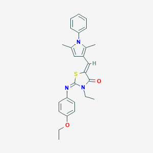 molecular formula C26H27N3O2S B301066 5-[(2,5-dimethyl-1-phenyl-1H-pyrrol-3-yl)methylene]-2-[(4-ethoxyphenyl)imino]-3-ethyl-1,3-thiazolidin-4-one 