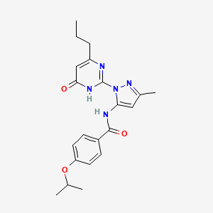 molecular formula C21H25N5O3 B3010663 4-isopropoxy-N-(3-methyl-1-(6-oxo-4-propyl-1,6-dihydropyrimidin-2-yl)-1H-pyrazol-5-yl)benzamide CAS No. 1002931-37-4