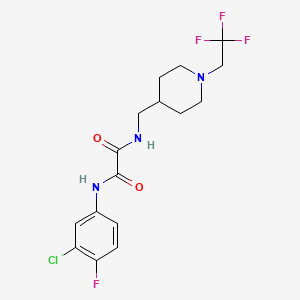 molecular formula C16H18ClF4N3O2 B3010665 N'-(3-Chloro-4-fluorophenyl)-N-[[1-(2,2,2-trifluoroethyl)piperidin-4-yl]methyl]oxamide CAS No. 2320473-21-8