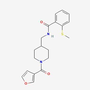 molecular formula C19H22N2O3S B3010667 N-((1-(呋喃-3-羰基)哌啶-4-基)甲基)-2-(甲硫基)苯甲酰胺 CAS No. 1396884-90-4