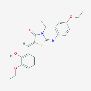 molecular formula C22H24N2O4S B301067 5-(3-Ethoxy-2-hydroxybenzylidene)-2-[(4-ethoxyphenyl)imino]-3-ethyl-1,3-thiazolidin-4-one 