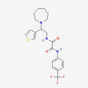 molecular formula C21H24F3N3O2S B3010670 N1-(2-(氮杂环庚-1-基)-2-(噻吩-3-基)乙基)-N2-(4-(三氟甲基)苯基)草酰胺 CAS No. 946248-58-4