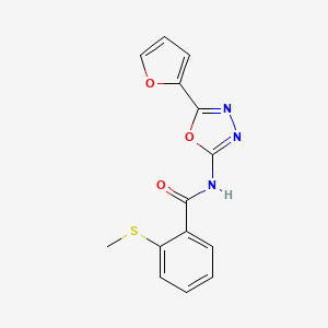 molecular formula C14H11N3O3S B3010690 N-(5-(furan-2-yl)-1,3,4-oxadiazol-2-yl)-2-(methylthio)benzamide CAS No. 896351-30-7