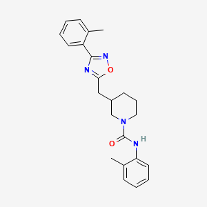 molecular formula C23H26N4O2 B3010691 N-(o-tolyl)-3-((3-(o-tolyl)-1,2,4-oxadiazol-5-yl)methyl)piperidine-1-carboxamide CAS No. 1704535-42-1