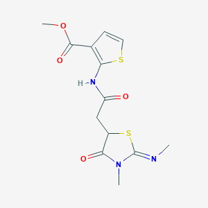 (E)-methyl 2-(2-(3-methyl-2-(methylimino)-4-oxothiazolidin-5-yl)acetamido)thiophene-3-carboxylate