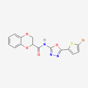 N-(5-(5-bromothiophen-2-yl)-1,3,4-oxadiazol-2-yl)-2,3-dihydrobenzo[b][1,4]dioxine-2-carboxamide