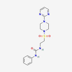molecular formula C17H22N6O3S B3010720 1-Phenyl-3-(2-((4-(pyrimidin-2-yl)piperazin-1-yl)sulfonyl)ethyl)urea CAS No. 1203229-65-5