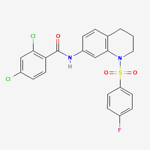 molecular formula C22H17Cl2FN2O3S B3010727 2,4-二氯-N-(1-((4-氟苯基)磺酰基)-1,2,3,4-四氢喹啉-7-基)苯甲酰胺 CAS No. 955615-35-7