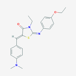 molecular formula C22H25N3O2S B301081 (2E,5Z)-5-[4-(dimethylamino)benzylidene]-2-[(4-ethoxyphenyl)imino]-3-ethyl-1,3-thiazolidin-4-one 