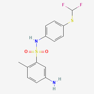 molecular formula C14H14F2N2O2S2 B3010820 5-amino-N-{4-[(difluoromethyl)sulfanyl]phenyl}-2-methylbenzene-1-sulfonamide CAS No. 326866-51-7