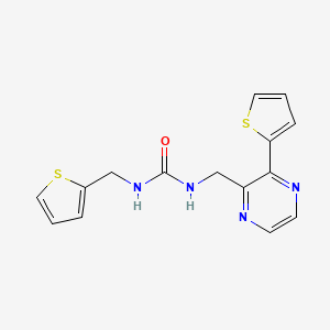 molecular formula C15H14N4OS2 B3010821 1-((3-(Thiophen-2-yl)pyrazin-2-yl)methyl)-3-(thiophen-2-ylmethyl)urea CAS No. 2034426-53-2