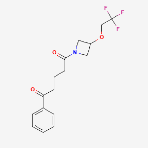 molecular formula C16H18F3NO3 B3010823 1-Phenyl-5-(3-(2,2,2-trifluoroethoxy)azetidin-1-yl)pentane-1,5-dione CAS No. 2034268-66-9