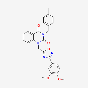 molecular formula C27H24N4O5 B3010829 1-((3-(3,4-dimethoxyphenyl)-1,2,4-oxadiazol-5-yl)methyl)-3-(4-methylbenzyl)quinazoline-2,4(1H,3H)-dione CAS No. 1207051-45-3