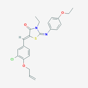 molecular formula C23H23ClN2O3S B301083 5-[4-(Allyloxy)-3-chlorobenzylidene]-2-[(4-ethoxyphenyl)imino]-3-ethyl-1,3-thiazolidin-4-one 