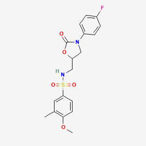 molecular formula C18H19FN2O5S B3010832 N-((3-(4-fluorophenyl)-2-oxooxazolidin-5-yl)methyl)-4-methoxy-3-methylbenzenesulfonamide CAS No. 955224-75-6