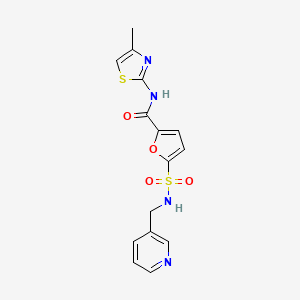 molecular formula C15H14N4O4S2 B3010836 N-(4-甲基噻唑-2-基)-5-(N-(吡啶-3-基甲基)磺酰胺)呋喃-2-甲酰胺 CAS No. 1171721-52-0