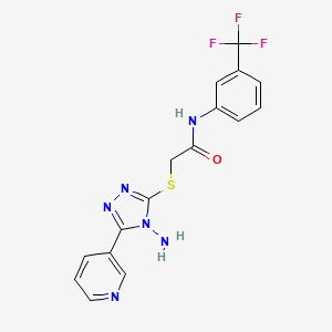 molecular formula C16H13F3N6OS B3010853 2-[(4-氨基-5-吡啶-3-基-1,2,4-三唑-3-基)硫代]-N-[3-(三氟甲基)苯基]乙酰胺 CAS No. 880801-80-9