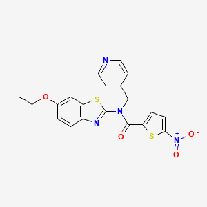 molecular formula C20H16N4O4S2 B3010869 N-(6-ethoxybenzo[d]thiazol-2-yl)-5-nitro-N-(pyridin-4-ylmethyl)thiophene-2-carboxamide CAS No. 923147-61-9