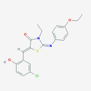 molecular formula C20H19ClN2O3S B301087 5-(5-Chloro-2-hydroxybenzylidene)-2-[(4-ethoxyphenyl)imino]-3-ethyl-1,3-thiazolidin-4-one 