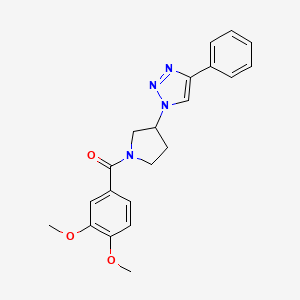 molecular formula C21H22N4O3 B3010870 (3,4-dimethoxyphenyl)(3-(4-phenyl-1H-1,2,3-triazol-1-yl)pyrrolidin-1-yl)methanone CAS No. 2034327-81-4
