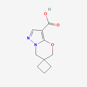 molecular formula C10H12N2O3 B3010873 1,3-Dihydrospiro{cyclobutane-1,2-pyrazolo[3,2-b][1,3]oxazine}-5-carboxylic acid CAS No. 2168565-24-8
