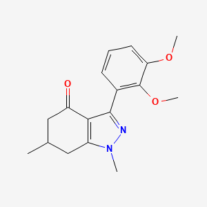 molecular formula C17H20N2O3 B3010878 3-(2,3-dimethoxyphenyl)-1,6-dimethyl-6,7-dihydro-5H-indazol-4-one CAS No. 1023489-97-5