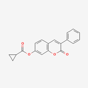 molecular formula C19H14O4 B3010880 2-oxo-3-phenyl-2H-chromen-7-yl cyclopropanecarboxylate CAS No. 869080-65-9