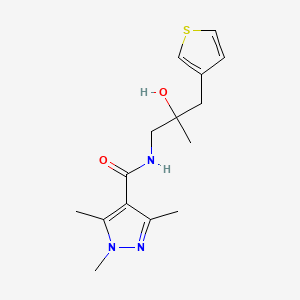 molecular formula C15H21N3O2S B3010883 N-[2-hydroxy-2-methyl-3-(thiophen-3-yl)propyl]-1,3,5-trimethyl-1H-pyrazole-4-carboxamide CAS No. 2097920-64-2