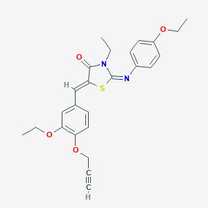 molecular formula C25H26N2O4S B301089 2-[(4-Ethoxyphenyl)imino]-5-[3-ethoxy-4-(2-propynyloxy)benzylidene]-3-ethyl-1,3-thiazolidin-4-one 