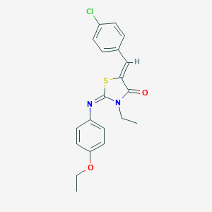 molecular formula C20H19ClN2O2S B301090 5-(4-Chlorobenzylidene)-2-[(4-ethoxyphenyl)imino]-3-ethyl-1,3-thiazolidin-4-one 