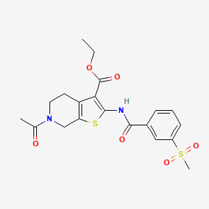 molecular formula C20H22N2O6S2 B3010907 6-乙酰基-2-(3-(甲磺酰基)苯甲酰胺)-4,5,6,7-四氢噻吩并[2,3-c]吡啶-3-羧酸乙酯 CAS No. 896293-85-9