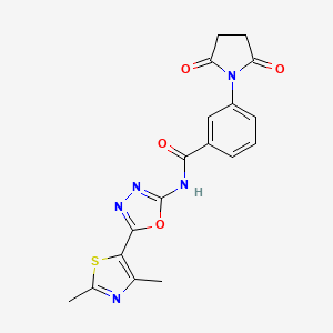 molecular formula C18H15N5O4S B3010908 N-(5-(2,4-dimethylthiazol-5-yl)-1,3,4-oxadiazol-2-yl)-3-(2,5-dioxopyrrolidin-1-yl)benzamide CAS No. 1251578-63-8