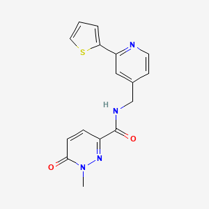 molecular formula C16H14N4O2S B3010919 1-甲基-6-氧代-N-((2-(噻吩-2-基)吡啶-4-基)甲基)-1,6-二氢哒嗪-3-甲酰胺 CAS No. 2034436-19-4