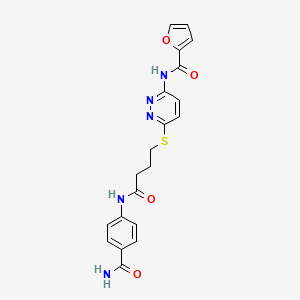 molecular formula C20H19N5O4S B3010920 N-(6-((4-((4-carbamoylphenyl)amino)-4-oxobutyl)thio)pyridazin-3-yl)furan-2-carboxamide CAS No. 1105218-54-9