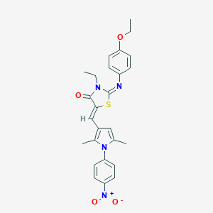 molecular formula C26H26N4O4S B301093 2-[(4-ethoxyphenyl)imino]-3-ethyl-5-[(1-{4-nitrophenyl}-2,5-dimethyl-1H-pyrrol-3-yl)methylene]-1,3-thiazolidin-4-one 