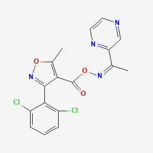molecular formula C17H12Cl2N4O3 B3010930 N-({[3-(2,6-dichlorophenyl)-5-methyl-4-isoxazolyl]carbonyl}oxy)-N-[(Z)-1-(2-pyrazinyl)ethylidene]amine CAS No. 866050-52-4