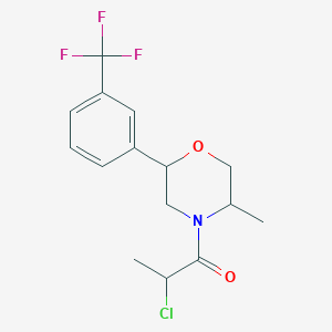 molecular formula C15H17ClF3NO2 B3010940 2-Chloro-1-[5-methyl-2-[3-(trifluoromethyl)phenyl]morpholin-4-yl]propan-1-one CAS No. 2411237-65-3