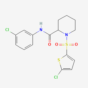 molecular formula C16H16Cl2N2O3S2 B3010949 N-(3-chlorophenyl)-1-((5-chlorothiophen-2-yl)sulfonyl)piperidine-2-carboxamide CAS No. 1049865-54-4