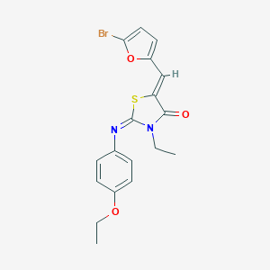 molecular formula C18H17BrN2O3S B301095 5-[(5-Bromo-2-furyl)methylene]-2-[(4-ethoxyphenyl)imino]-3-ethyl-1,3-thiazolidin-4-one 