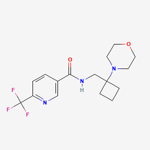 molecular formula C16H20F3N3O2 B3010954 N-[(1-Morpholin-4-ylcyclobutyl)methyl]-6-(trifluoromethyl)pyridine-3-carboxamide CAS No. 2380142-14-1