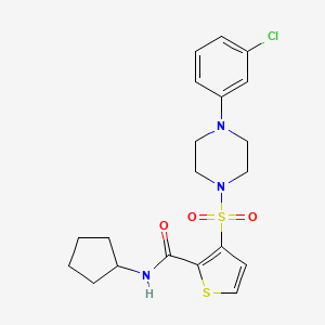 molecular formula C20H24ClN3O3S2 B3010961 3-((4-(3-chlorophenyl)piperazin-1-yl)sulfonyl)-N-cyclopentylthiophene-2-carboxamide CAS No. 1207051-98-6