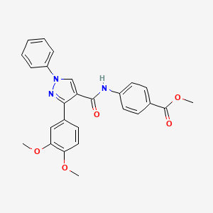 molecular formula C26H23N3O5 B3010963 Methyl 4-[[3-(3,4-dimethoxyphenyl)-1-phenylpyrazole-4-carbonyl]amino]benzoate CAS No. 882228-99-1