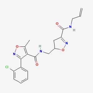 molecular formula C19H19ClN4O4 B3010965 N-({3-[(烯丙基氨基)羰基]-4,5-二氢-5-异恶唑基}甲基)-3-(2-氯苯基)-5-甲基-4-异恶唑甲酰胺 CAS No. 321432-38-6