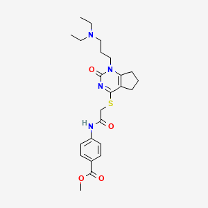 methyl 4-(2-((1-(3-(diethylamino)propyl)-2-oxo-2,5,6,7-tetrahydro-1H-cyclopenta[d]pyrimidin-4-yl)thio)acetamido)benzoate