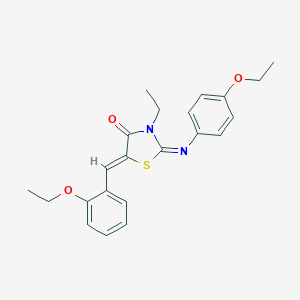 molecular formula C22H24N2O3S B301098 5-(2-Ethoxybenzylidene)-2-[(4-ethoxyphenyl)imino]-3-ethyl-1,3-thiazolidin-4-one 